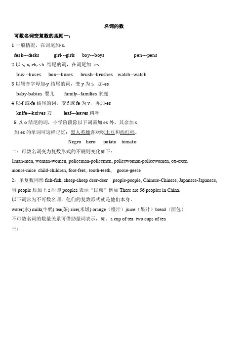 小学英语名词单数变复数规则及练习_2