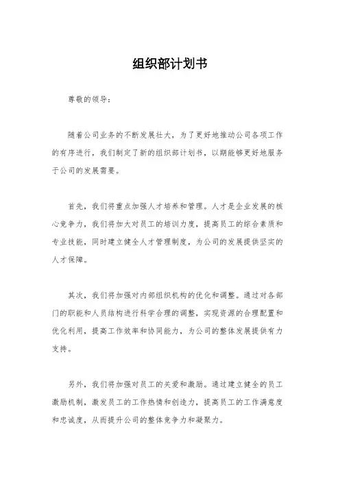 组织部计划书