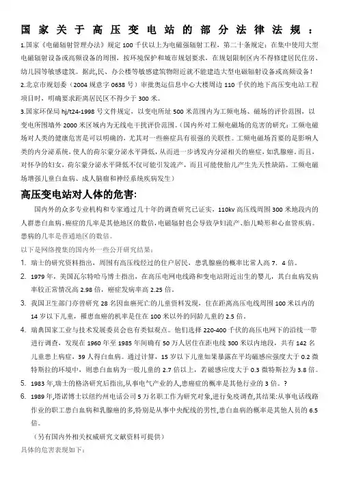 国家关于高压变电站的部分法律法规