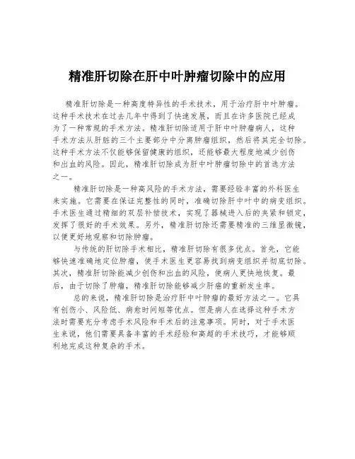 精准肝切除在肝中叶肿瘤切除中的应用