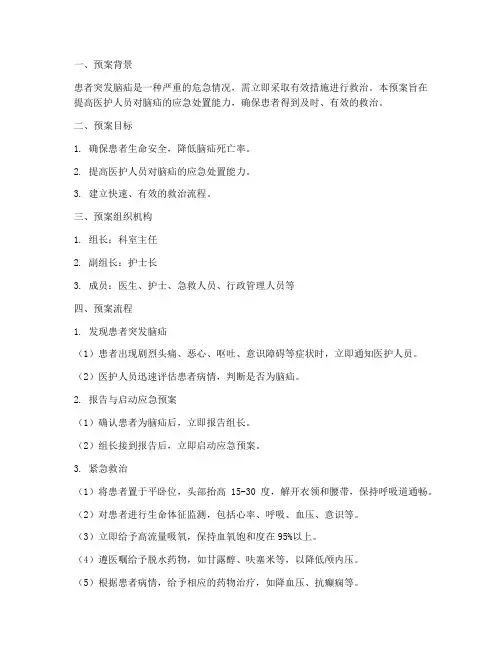 患者突发脑疝的应急预案脚本