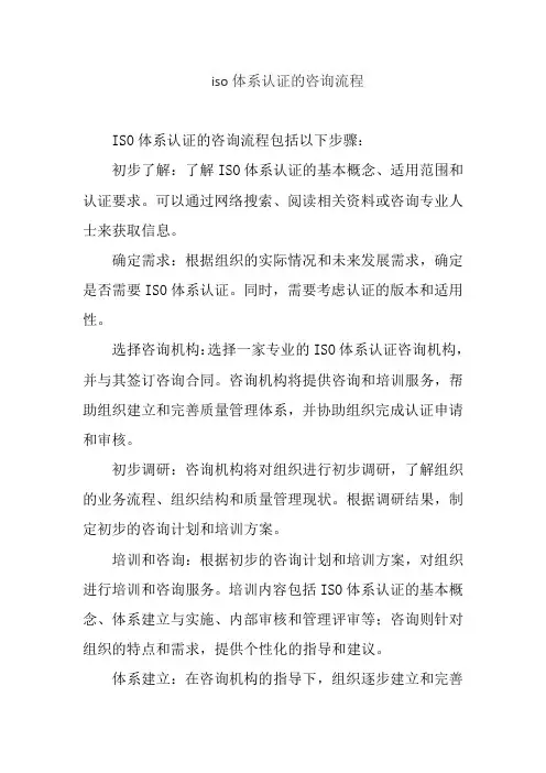 iso体系认证的咨询流程