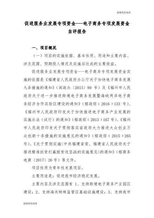 促进服务业发展专项资金电子商务专项发展资金自评报告.doc