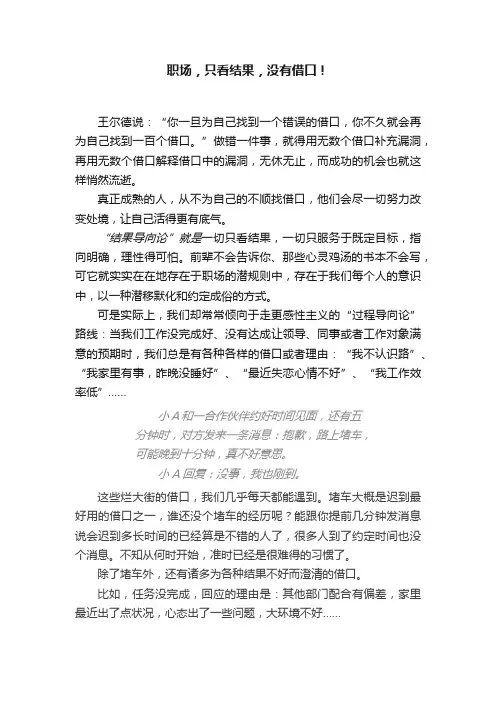 职场,只看结果,没有借口!