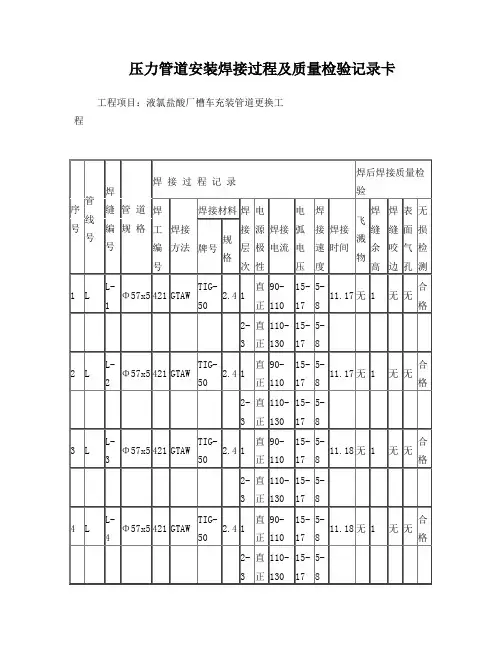 21焊接过程及质量检验记录卡