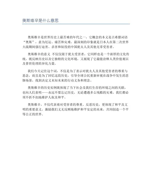 奥斯维辛是什么意思