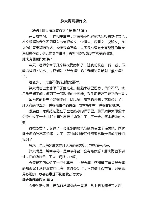 【精选】胖大海观察作文（精选28篇）