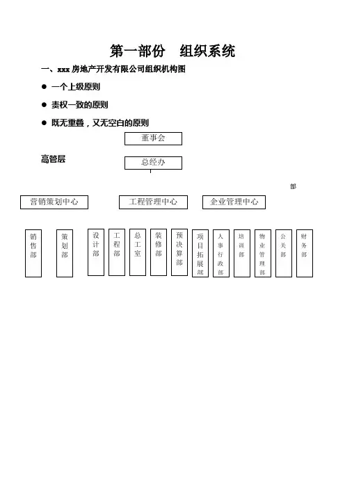 房地产公司组织架构和管理第一部份组织系统 