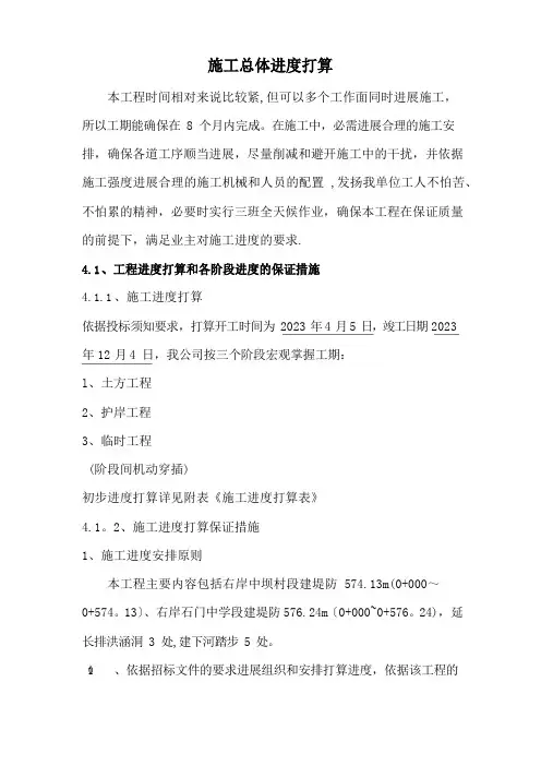水利工程施工进度计划
