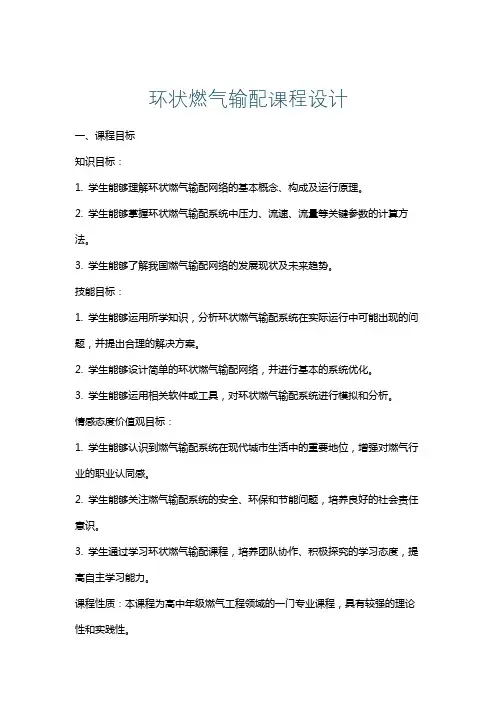 环状燃气输配课程设计