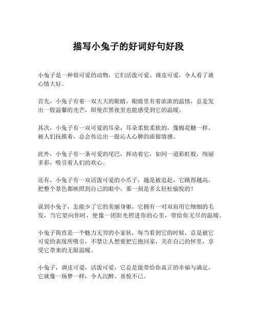 描写小兔子的好词好句好段