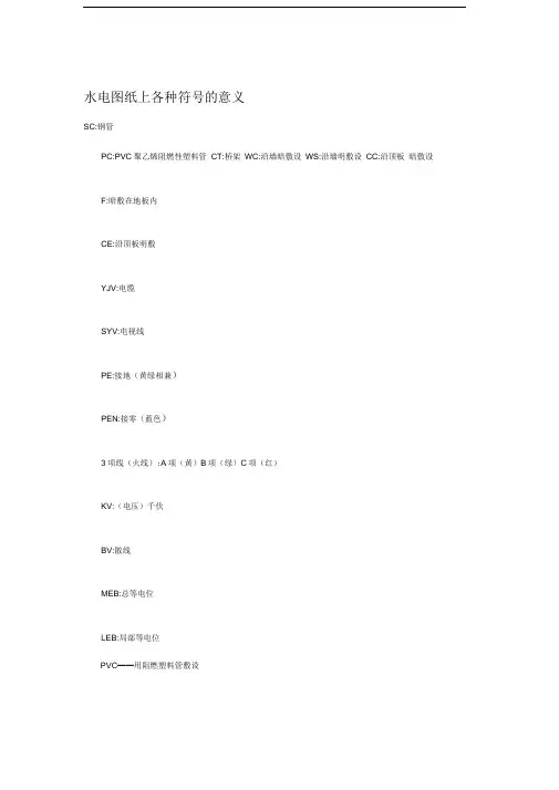 水电图纸各种符号