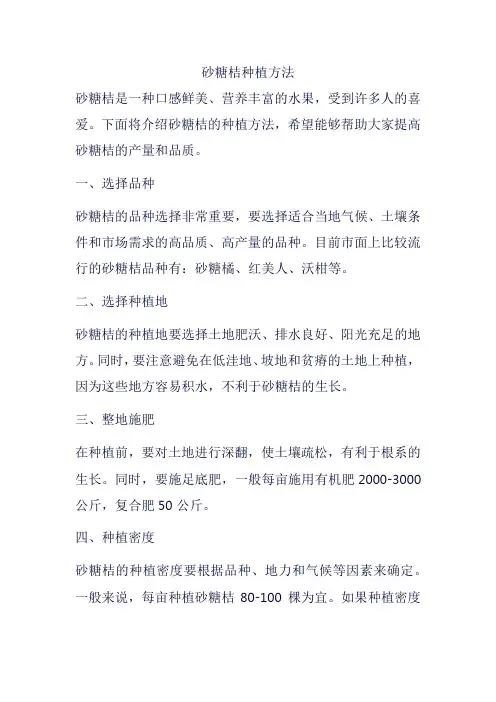 砂糖桔种植方法