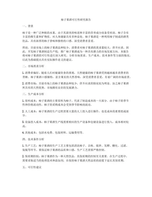柿子果酒可行性研究报告