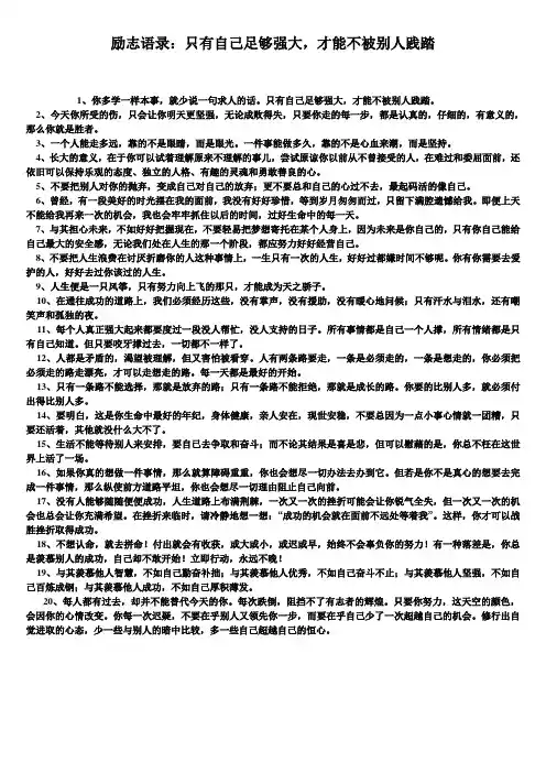 励志语录：只有自己足够强大,才能不被别人践踏