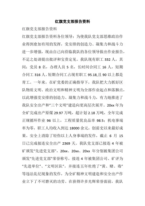 红旗党支部报告资料