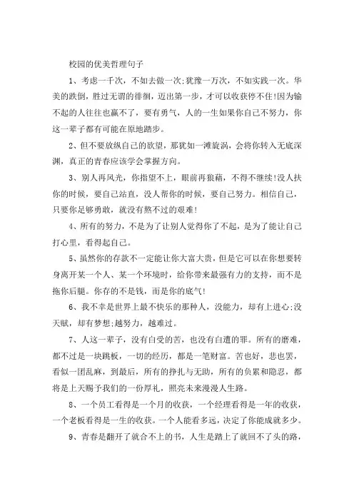 关于校园青春的唯美文案句子