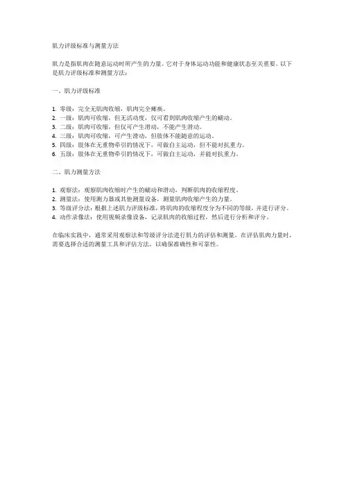 肌力评级标准与测量方法