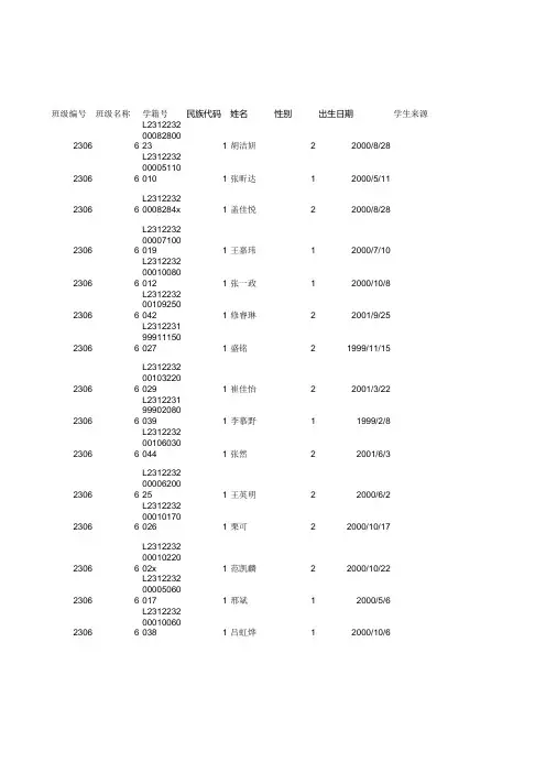 学生基本信息模版