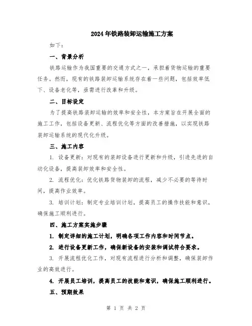 2024年铁路装卸运输施工方案