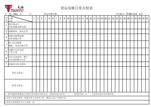 TY-R04-048 货运电梯日常点检表