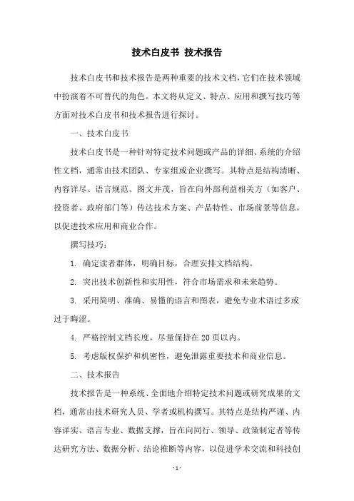 技术白皮书 技术报告
