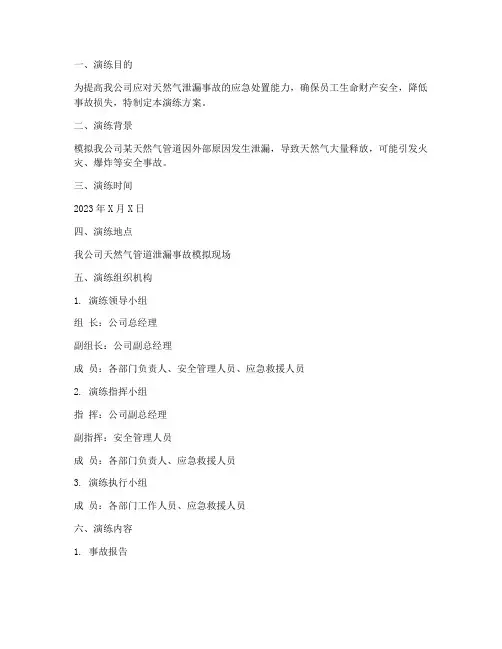 天然气泄漏应急演练方案范文