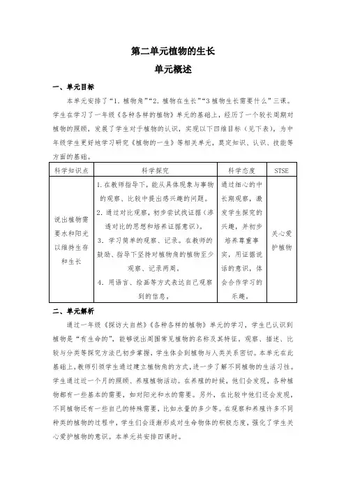 湘科班二年级下册第二单元植物的生长