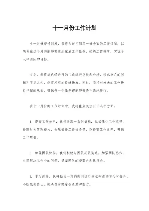 十一月份工作计划