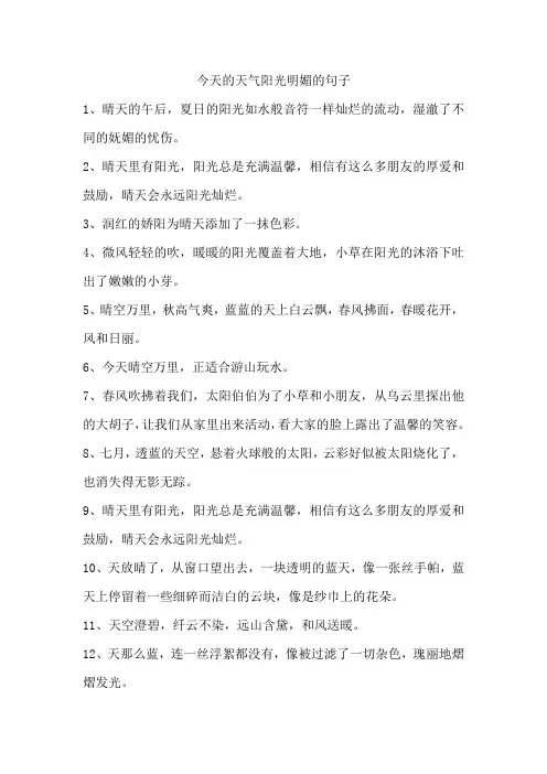 今天的天气阳光明媚的句子