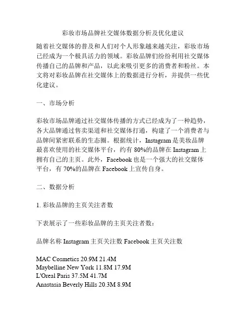 彩妆市场品牌社交媒体数据分析及优化建议