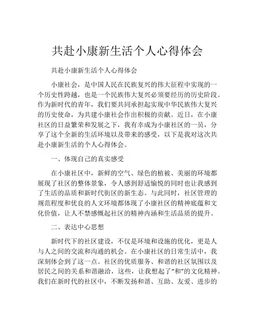 共赴小康新生活个人心得体会