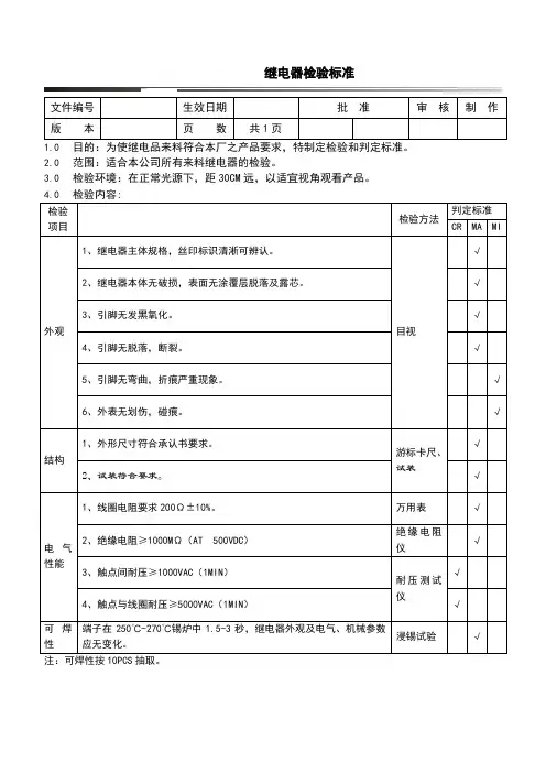 继电器检验标准547