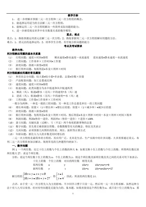 初一 二元一次方程组专题讲义