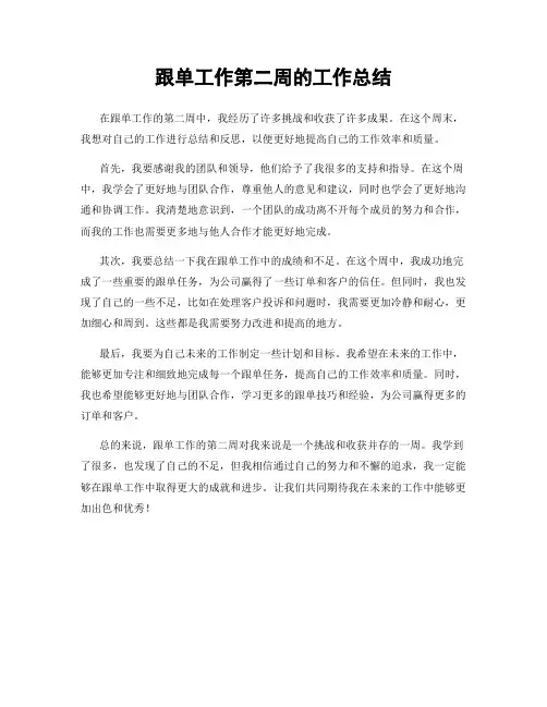 跟单工作第二周的工作总结