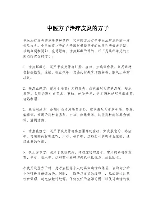 中医方子治疗皮炎的方子