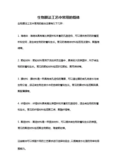 生物膜法工艺中常用的载体