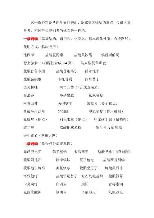 药学药化(大纲)