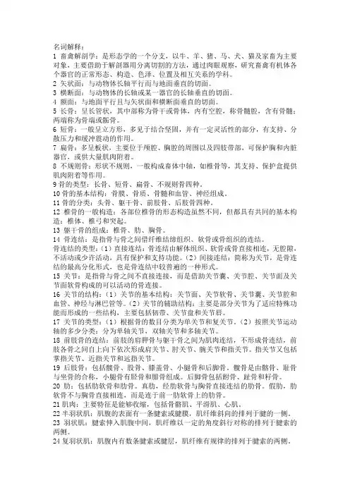 畜禽解剖学重点