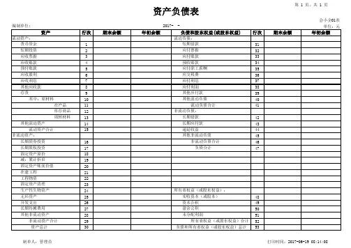资产负债表(空白模板)