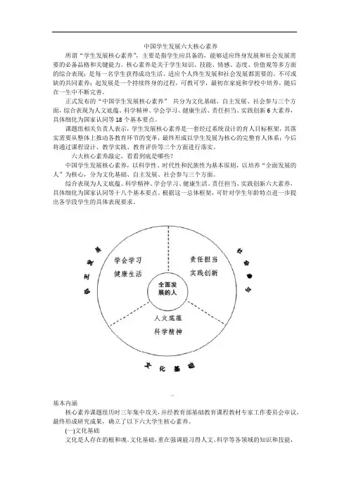 中国学生发展六大核心素养