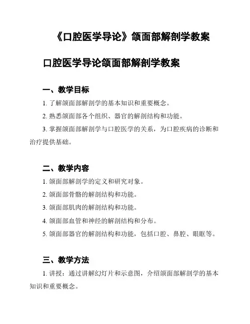 《口腔医学导论》颌面部解剖学教案