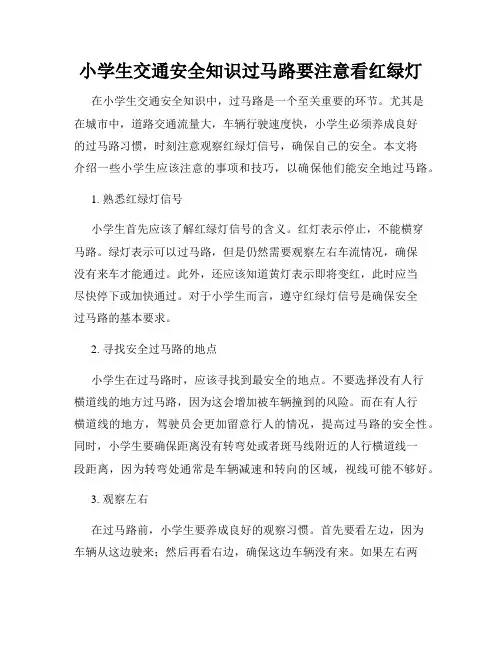 小学生交通安全知识过马路要注意看红绿灯