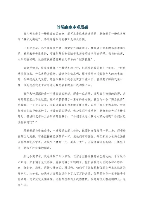 诈骗案庭审观后感