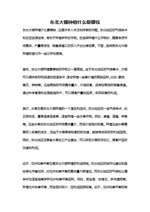 东北大棚种植什么最赚钱