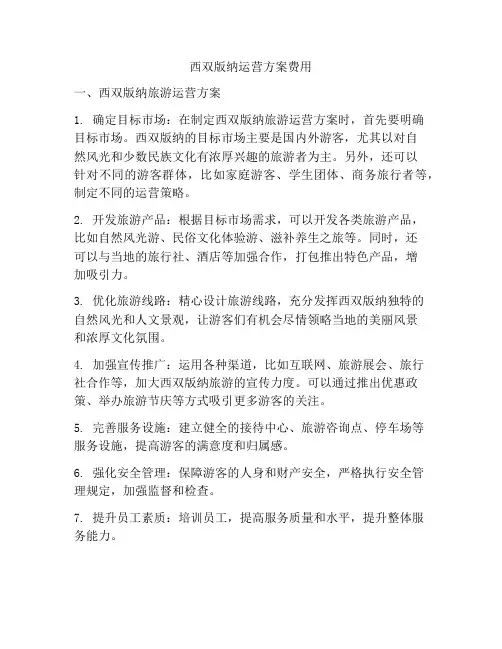 西双版纳运营方案费用