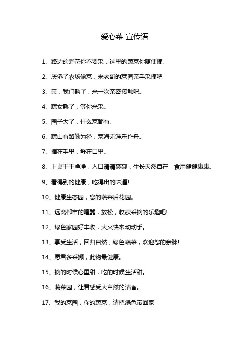 爱心菜 宣传语