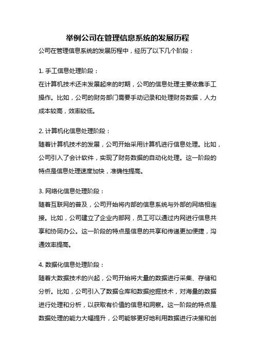 举例公司在管理信息系统的发展历程