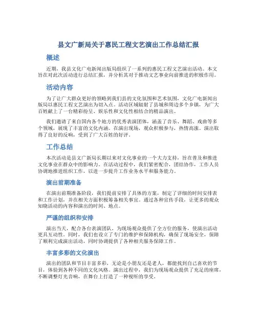 县文广新局关于惠民工程文艺演出工作总结汇报