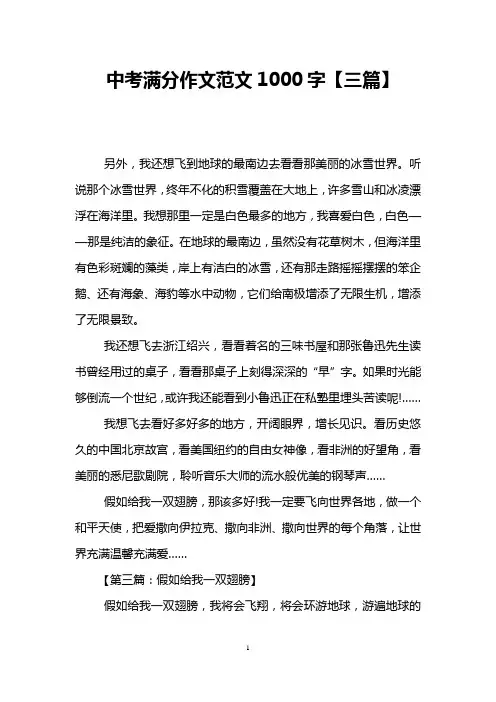 中考满分作文范文1000字【三篇】